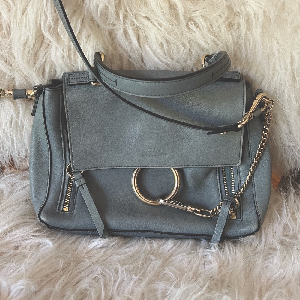 CHLOE Medium Faye Shoulder/Crossbody in Cloudy Blue. Authentic. ✨